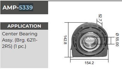 CENTER BEARING RUBBER 6211WS 2RSAMP 5339