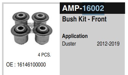 BUSHING KIT DUSTER AMP16002