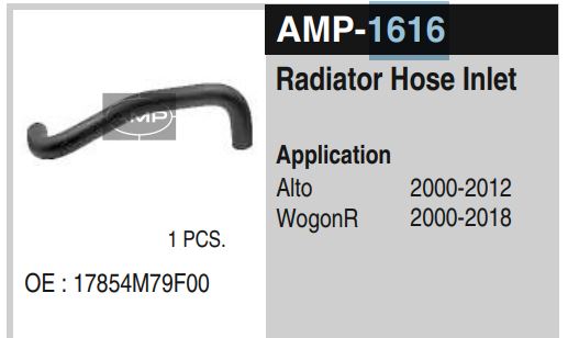 RADIATOR HOSES INIET ALTO/AGON-RAMP-1616