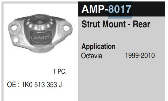 SHOCKER MOUNT REAR  SKODA AMP8017