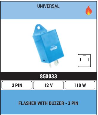 FLASHER 12V BUZZER 850033 SQUARE