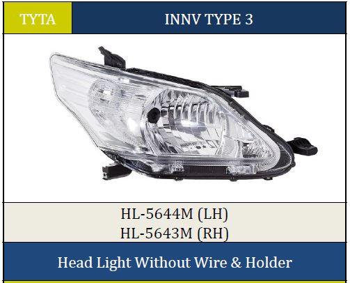 H.LIGHT INNOVA T3 LH W/O W&H 5644M