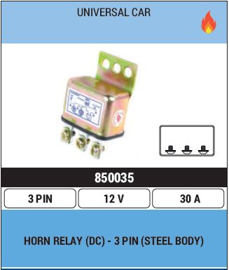 HORN RELAY 3PIN HOLE STEEL BODY 850035
