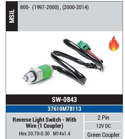 SWITCH REVERSE LIGHT CAR M800 O/M S-0843