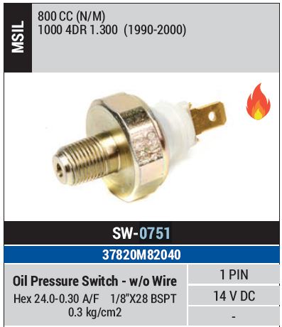 OIL PRESURE SWITCH MARUTI 800 W/O SW0751