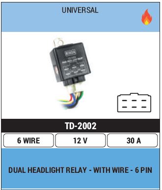HEAD LIGHT CUTOUT/RELAY CAR 12V TD2002*