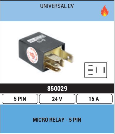 MICRO RELAY 5 PIN 24V 850029