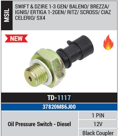 SWITCH OIL PRESSURE SWIFT D TD1117